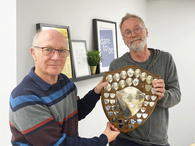 Andrew Kinder presented the Division A trophy to Trefor Thynne representing the the Newton Abbot Bishops team